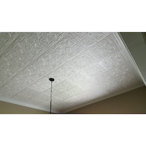 Victorian 1.6 ft. x 1.6 ft. Glue Up Foam Ceiling Tile in Plain White (21.6 sq. ft./case)