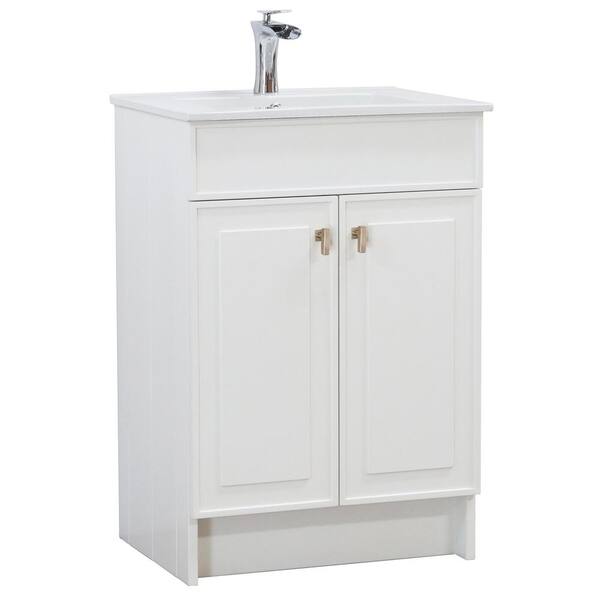 Bellaterra Home 24 in. W x 18.5 in. D x 35.5 in. H Single Bath Vanity in White with White Ceramic Sink Top