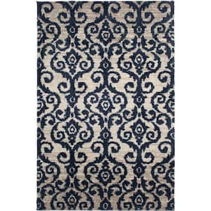 Carinthia Cream/Navy 8 ft. x 10 ft. Abstract Area Rug