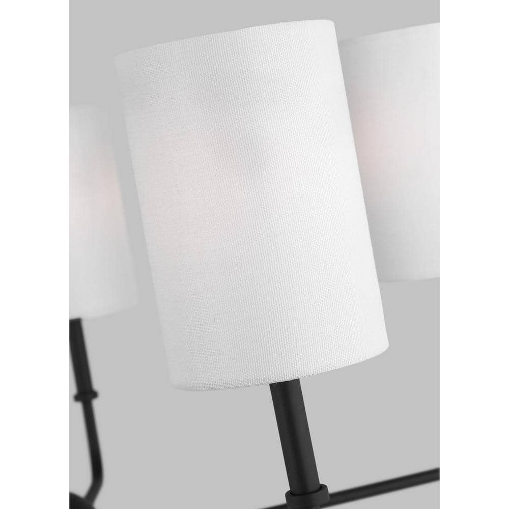 Midnight Black 5-Light Metal Chandelier with White Drum Shades