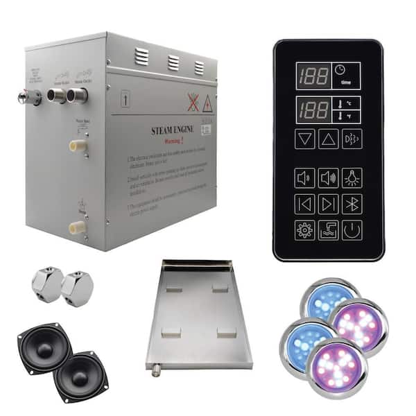 Superior SteamPoint Plus 12kW Steam Bath Generator, Self-Draining, Bluetooth Digital Keypad, Drip Pan, Colored Lights
