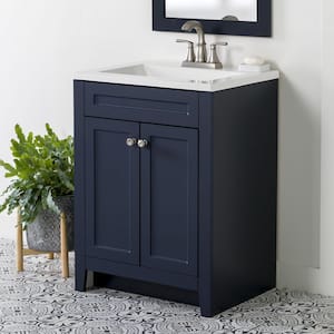 Lilley 24 in. W x 19 in. D x 33 in. H Single Sink Freestanding Bath Vanity in Deep Blue with White Cultured Marble Top