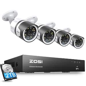 8-Channel 5MP POE 2TB NVR Security Camera System with 4 5MP Wired Outdoor Cameras, Human Detection, 2-Way Audio