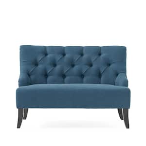 Nicole 29.3 in. Dark Blue Tufted Polyester 2-Seater Loveseat