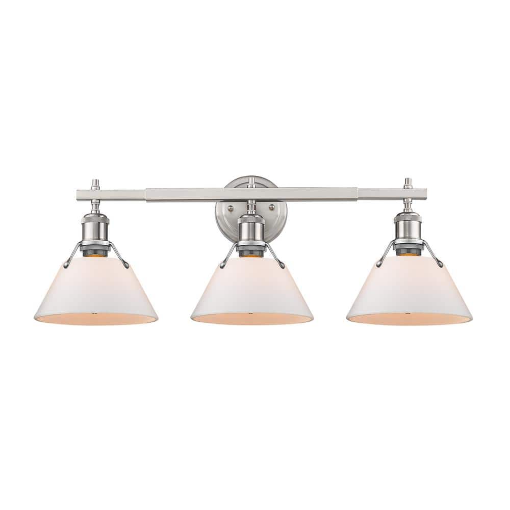 Transitional Orwell 24'' Pewter 3-Light Vanity with Opal Glass