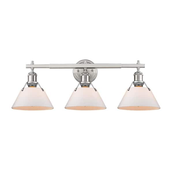 Golden Lighting - Orwell PW 3-Light Pewter Bath Light with Opal Glass Shades