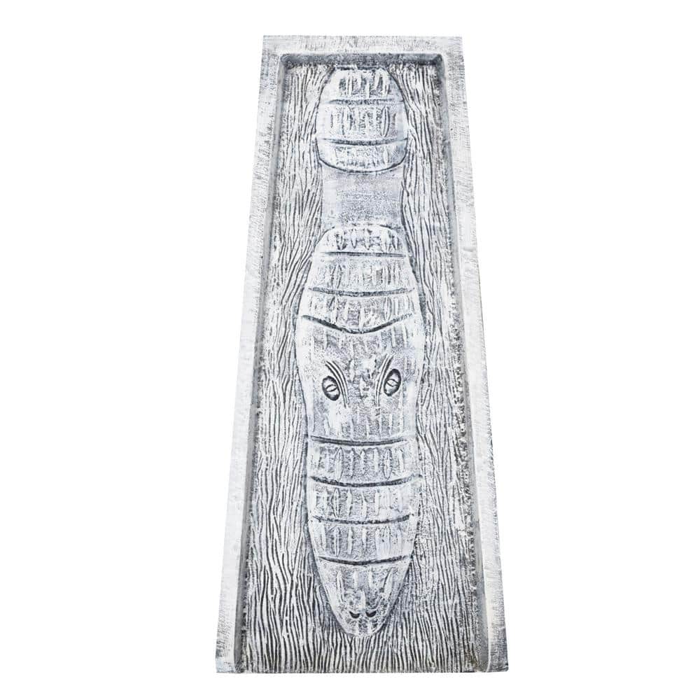 Oakland Living White Alligator Crocodile Cast Aluminum Downspout Gutter 24 in. Splash Block