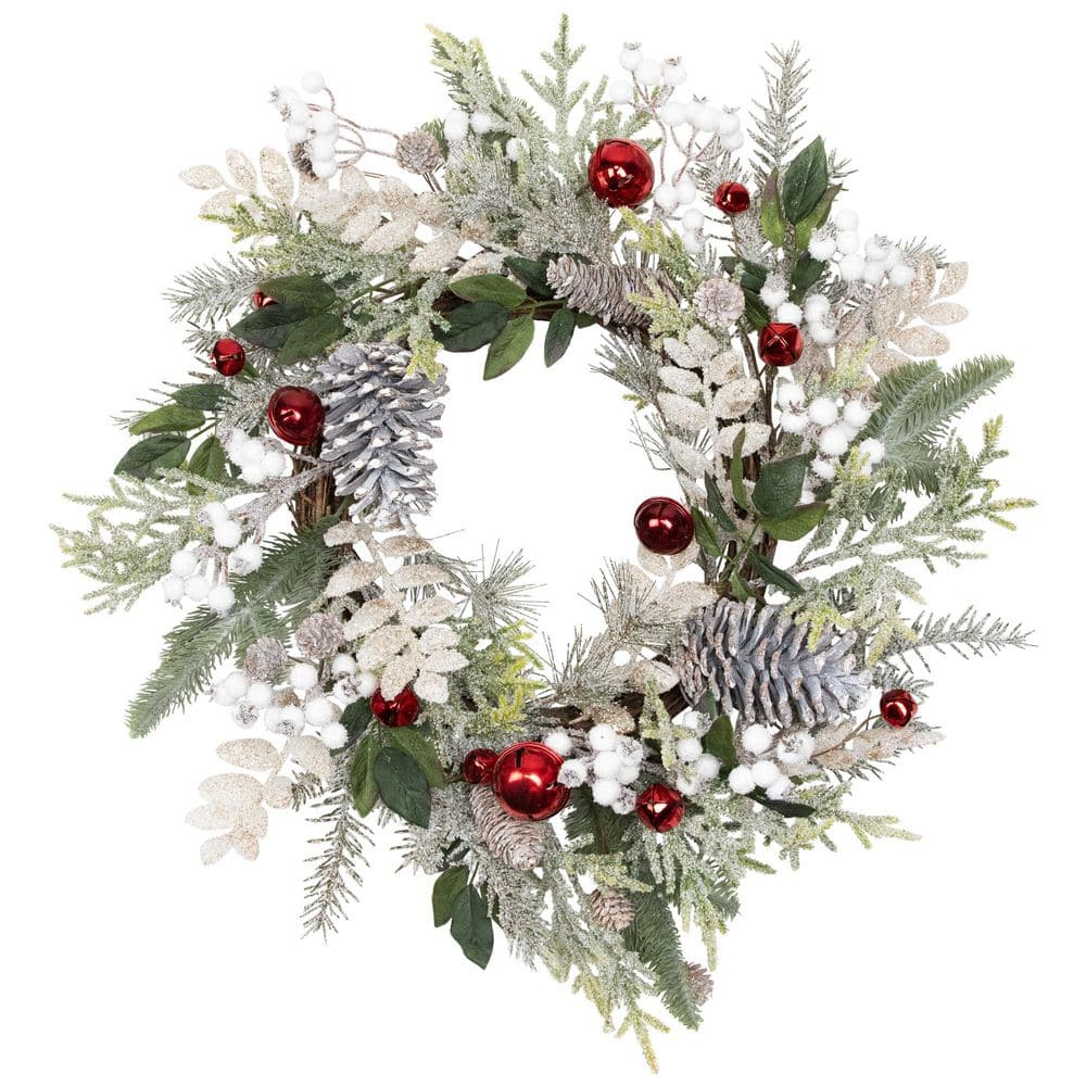 24 in. Unlit Frosted Pinecones and Berries Artificial Christmas Wreath price history on PriceWatchPro