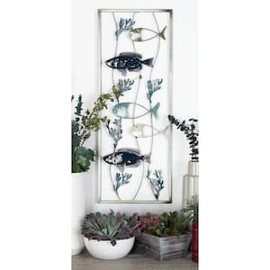 Metal Blue Fish Wall Decor (Set of 2)