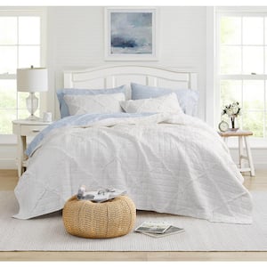 Maisy 3-Piece White Solid Cotton King Quilt Set