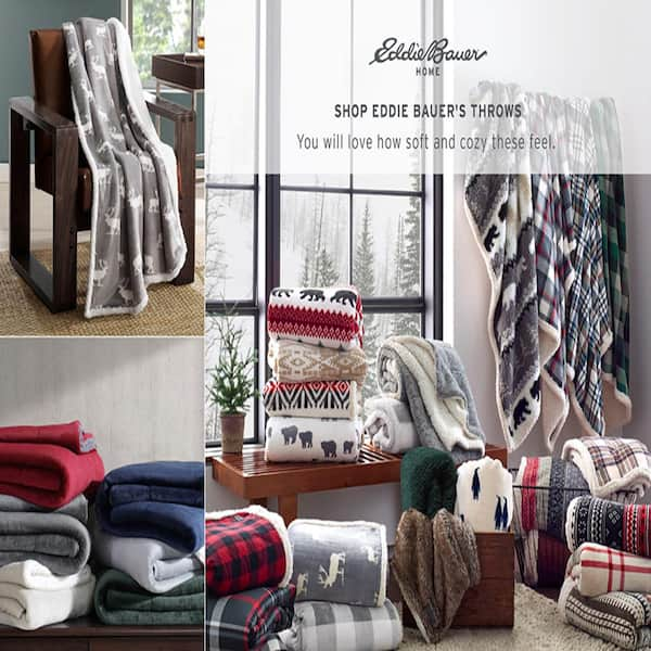 EDDIE BAUER Fair Isle Midnight Ikat Sherpa Reverse Throw Blanket 195630 -  The Home Depot