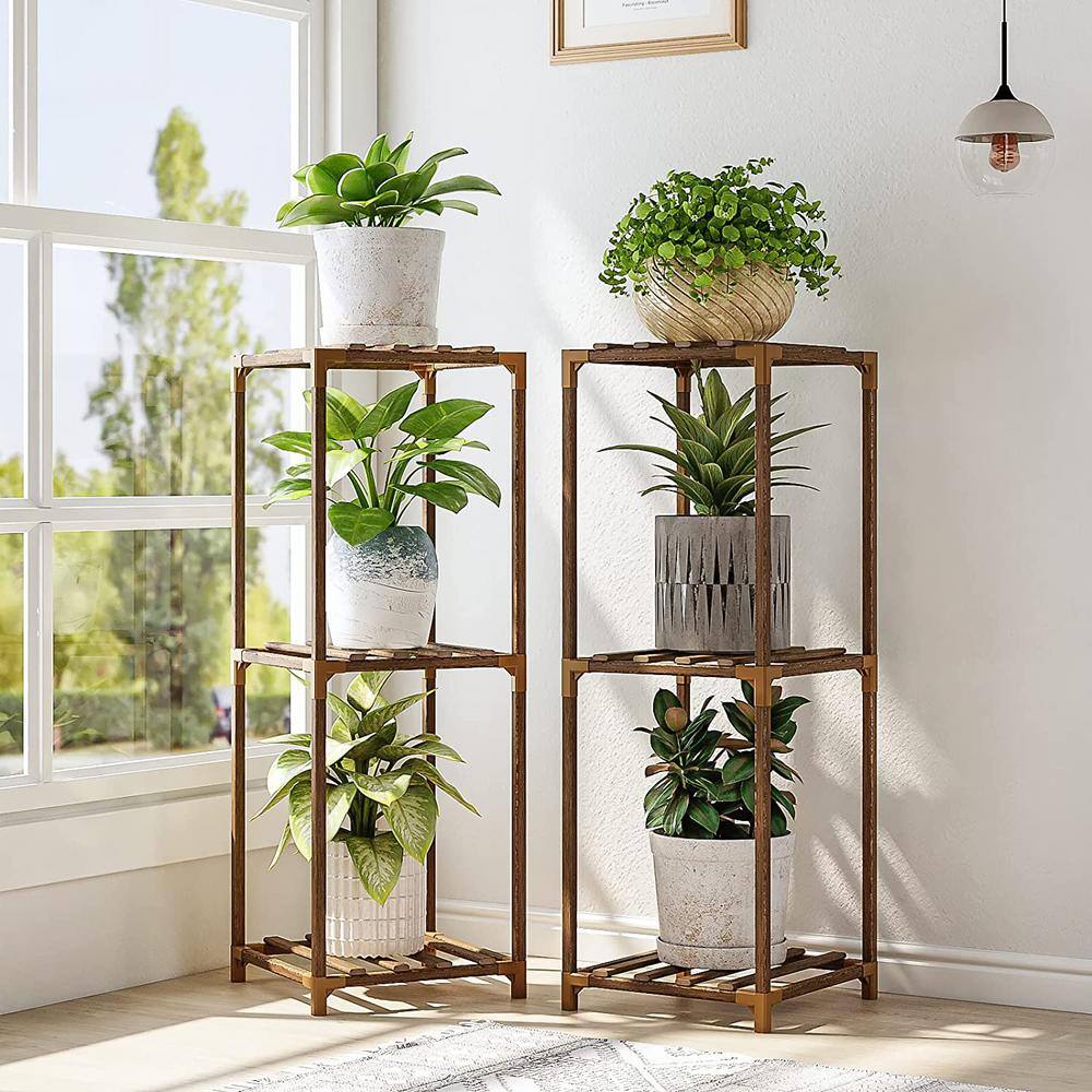 2-Sets of Packing Plant Stands, Corner Plant Stand 3 Tiers for Multiple ...