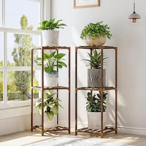 2-Sets of Packing Plant Stands, Corner Plant Stand 3 Tiers for Multiple Plants