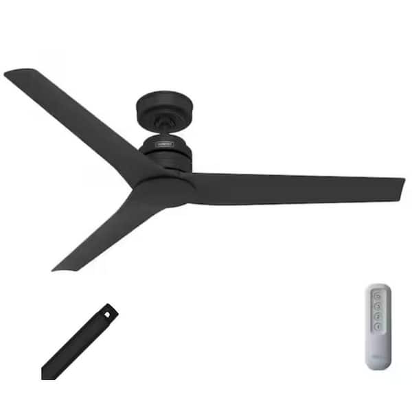 Nocturnal 52 in. Black Ceiling Fan with Remote and 18 in. Black Downrod Combo for 10-11 ft. Ceilings