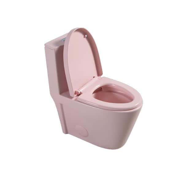 Sarlai 12 in. 1-Piece 1.1/1.60 GPF Dual Flush Elongated Toilet in Rose Pink Seat Included