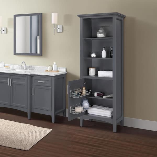 Elegant Home Fashions Wooden Bathroom Linen Cabinet Functional