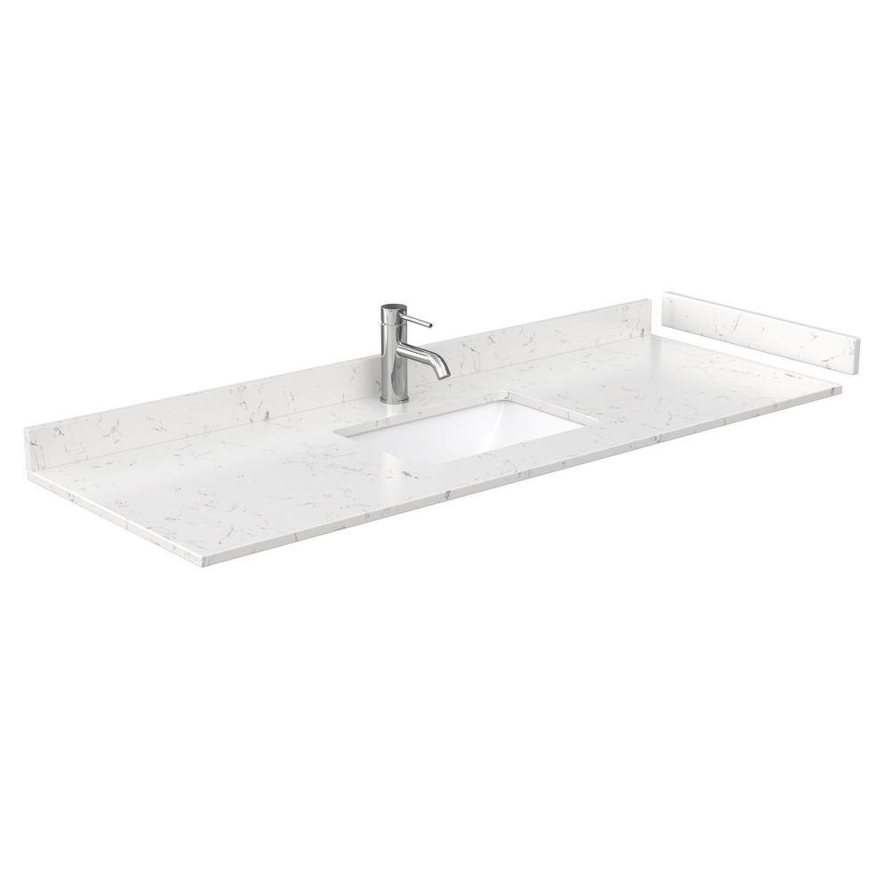 Daria White 60" Single Vanity with Light-Vein Carrara Marble and Square Sink