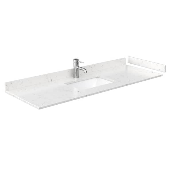 Wyndham Collection 60 in. W x 22 in. D Cultured Marble Single Basin Vanity Top in Light-Vein Carrara with White Basin