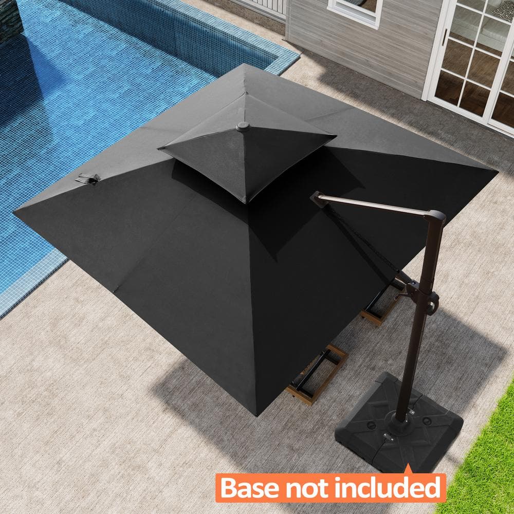 Black Heavy-Duty 10 ft Square Cantilever Patio Umbrella