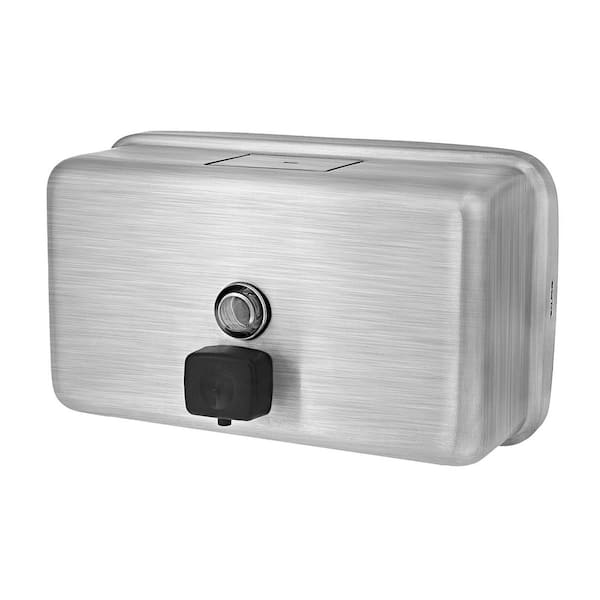 Alpine Industries 40 oz. Horizontal Manual Surface-Mounted Stainless Steel Liquid Soap Dispenser