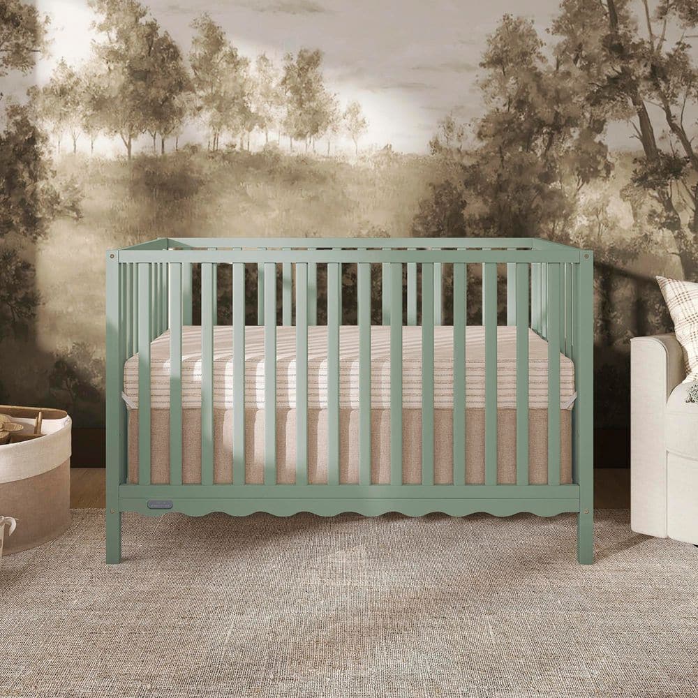 Sage Green Synergy Wave 5-in-1 Convertible Crib