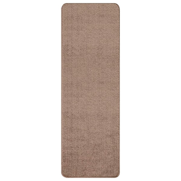 Ottomanson Studio Bath Rug Collection Washable Non-Slip Rubberback Solid 2x8 Indoor Runner Rug, 2 ft. 2 in. x 8 ft., Camel