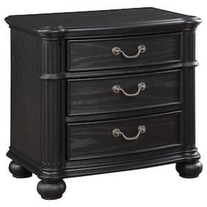 Celina Black 3-Drawer Nightstand Bedside Table