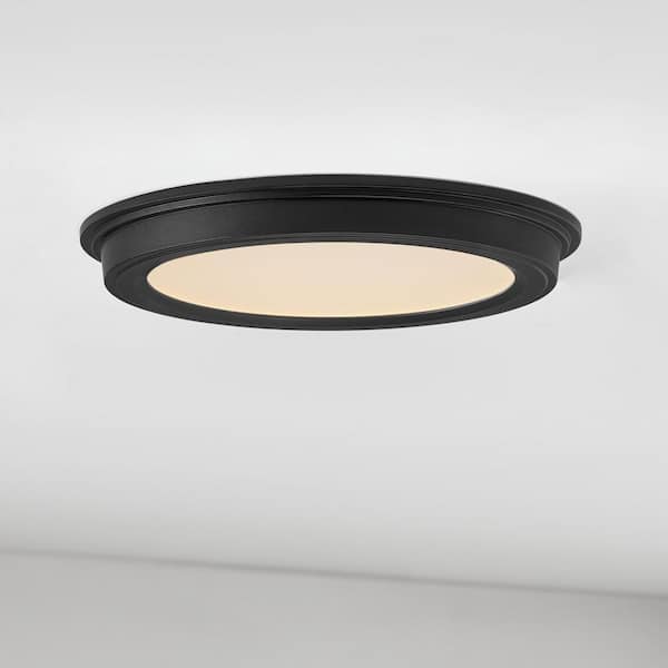 Commercial Electric 7 In Matte Black 3 Cct Led Round Flush Mount Low Profile Ceiling Light 2 Pack Jju3011ls 4 Mb - Low Profile Ceiling Mount Light Fixture