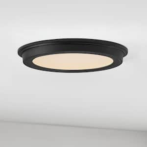 7 in. Matte Black 3-CCT LED Round Flush Mount, Low Profile Ceiling Light (2-Pack)