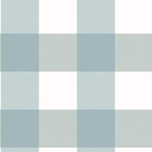 Amos Teal Gingham Teal Wallpaper Sample