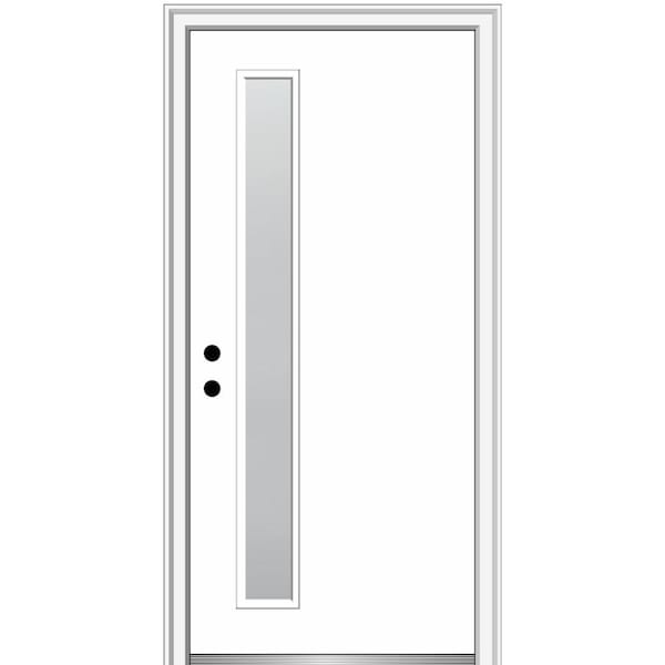 MMI DOOR Viola 32 in. x 80 in. Right-Hand Inswing 1-Lite Frosted Glass Primed Fiberglass Prehung Front Door on 4-9/16 in. Frame