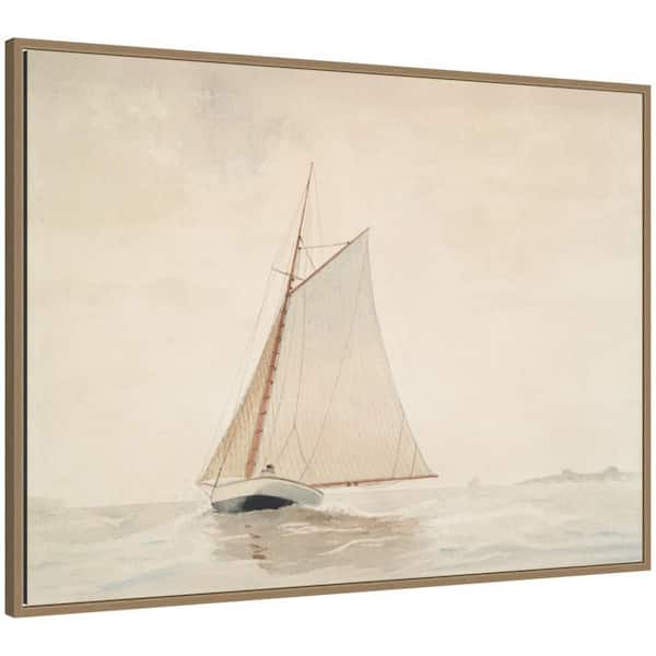 Sylvie "Sailing off Gloucester Winslow Homer" by Nostalgia Prints Boats Framed Canvas Art Print 28 in. x 38 in.