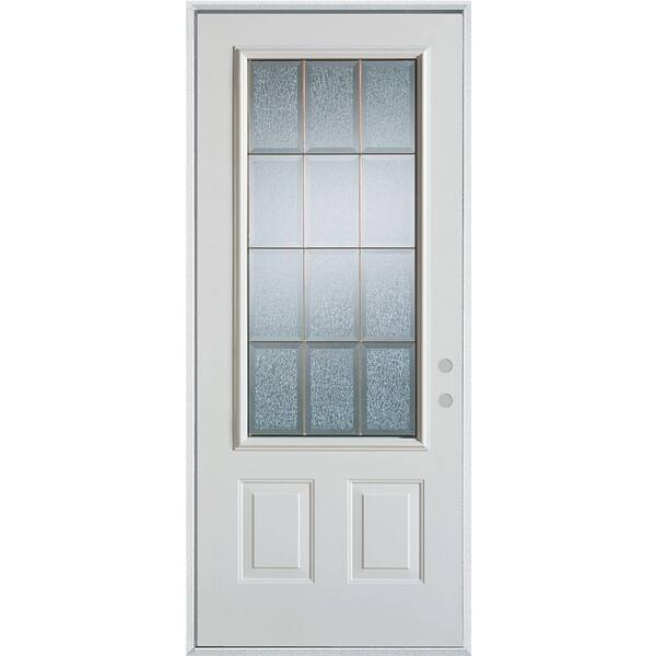 Stanley Doors 32 in. x 80 in. Geometric Zinc 3/4 Lite 2-Panel Painted White Steel Prehung Front Door