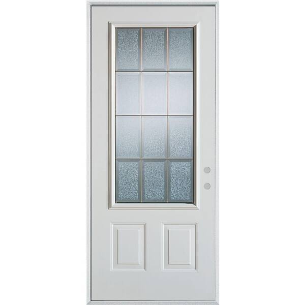 Stanley Doors 36 in. x 80 in. Geometric Zinc 3/4 Lite 2-Panel Painted White Steel Prehung Front Door