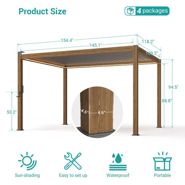 Sonkuki Nordica Series 10 ft. x 13 ft. Aluminum Louvered