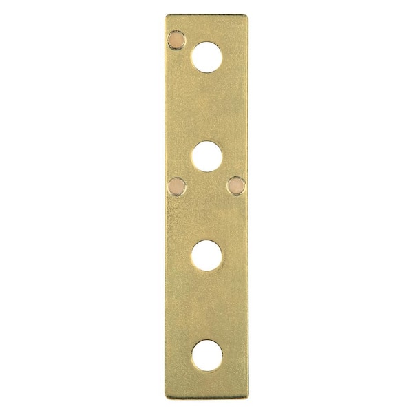 SuperMag 4-Hole Flat Straight Bracket with Magnets - Strut Fitting - Gold Galvanized