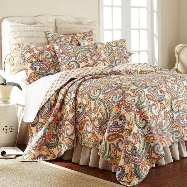 Alyssa Paisley 3-Piece Multi-color Paisley Cotton King/Cal King Quilt Set