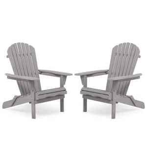 Classic Gray Folding Wood Adirondack Chair (2-Pack)