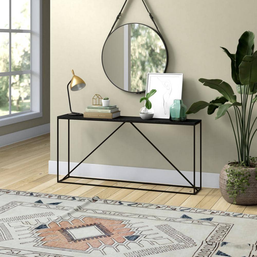 Nia 64" Blackened Bronze and Black Grain Hallway Table