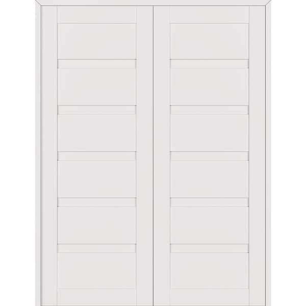 Louver 36 in. x 95.25 in. Both Active Snow White Wood Composite Double Prehung Interior Door
