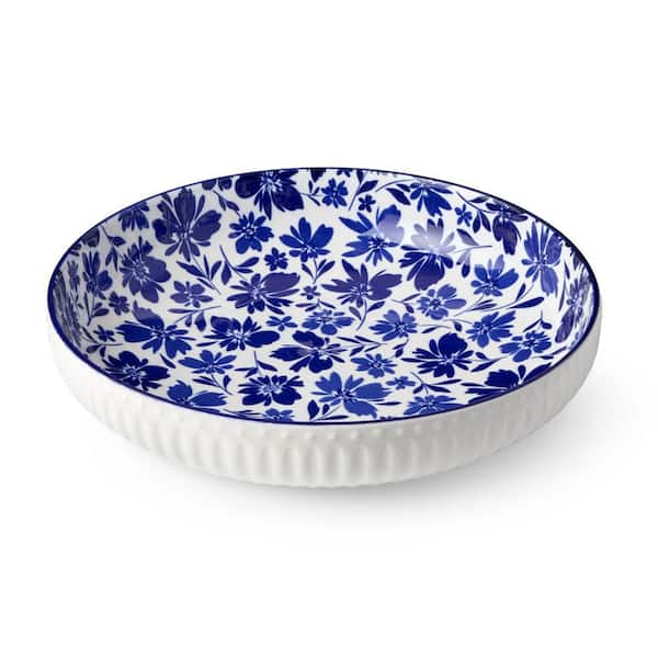 Certified International 12 in. 108 fl. oz. Blue Porcelain Madison Serving Bowl