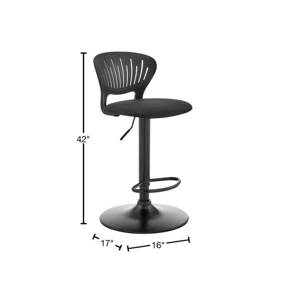 Padua 16'' Black Swivel Adjustable Bar Stool with Soft Foam Cushion