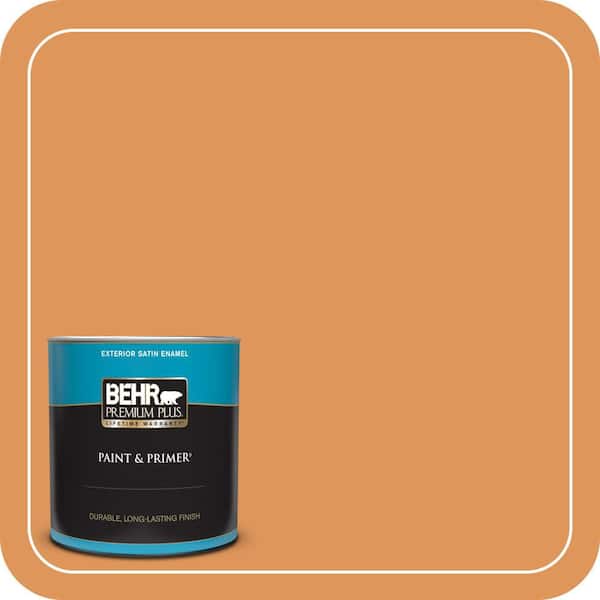 BEHR PREMIUM PLUS 1 qt. #M230-6 Amiable Orange Satin Enamel Exterior Paint & Primer