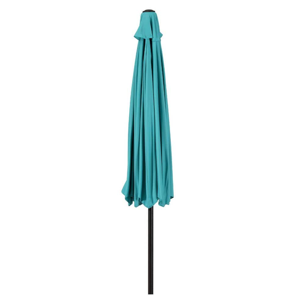 Turquoise 9-Foot Steel Patio Umbrella with Tilt and Crank