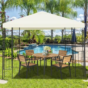 10 ft. x 10 ft. Beige Patio Gazebo Canopy Tent Garden Shelter, Waterproof and UV Resistant