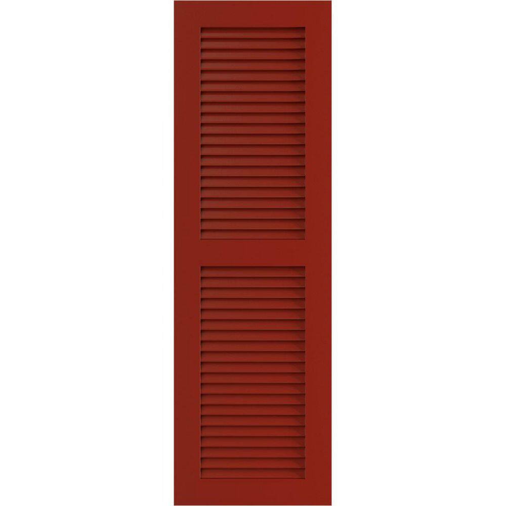 15 in. x 63 in. PVC True Fit Two Equal Louvered Shutters Pair in Fire Red price history on PriceWatchPro