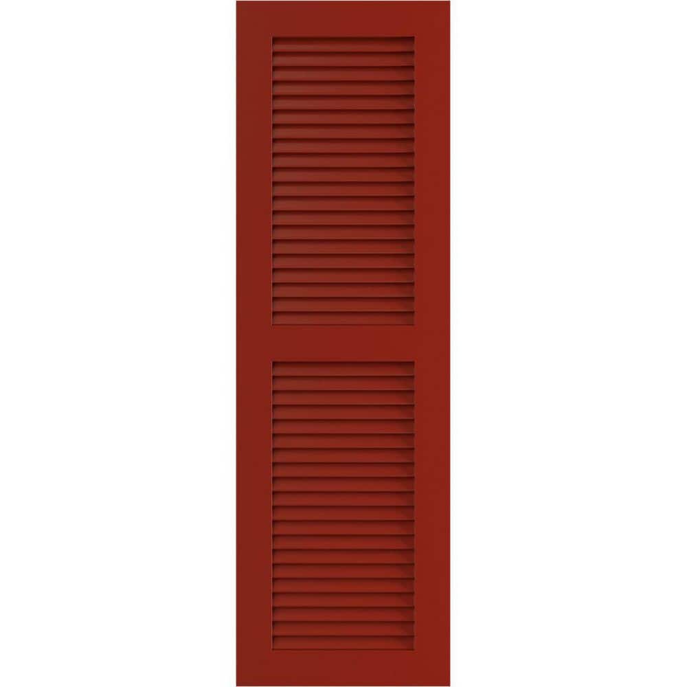 Ekena Millwork 18 in. x 57 in. PVC True Fit Two Equal Louvered Shutters  Pair in Fire Red TFP101LVF18X057BR The Home Depot