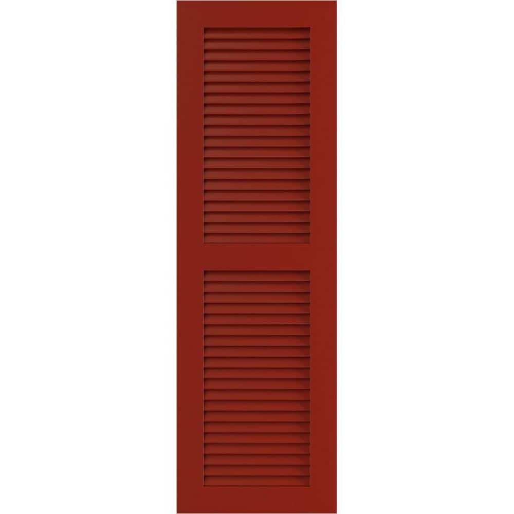 18 in. x 73 in. PVC True Fit Two Equal Louvered Shutters Pair in Fire Red price history on PriceWatchPro