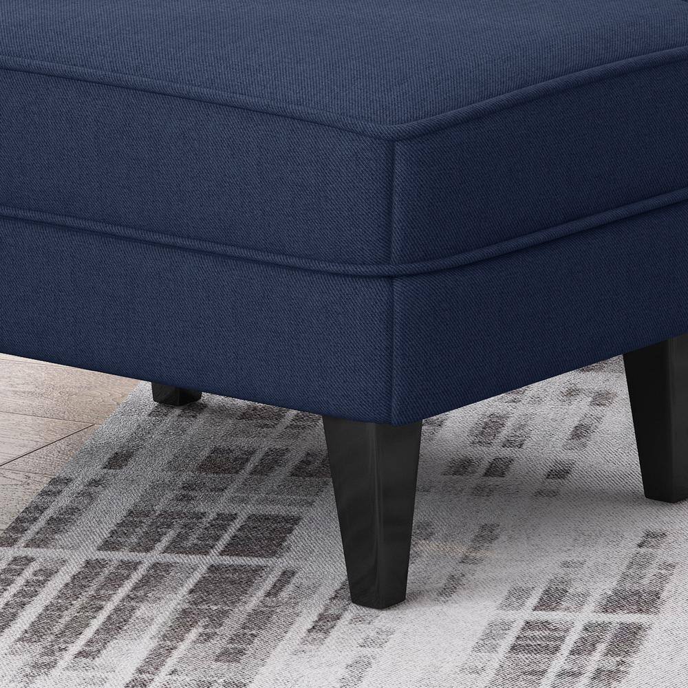 Dark Brown and Blue Handcrafted Wood Club Chair with Flared Arms