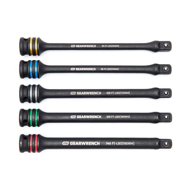 GEARWRENCH 1/2 in. Drive Torque Limiting Impact Extension Bar Set (5-Piece)
